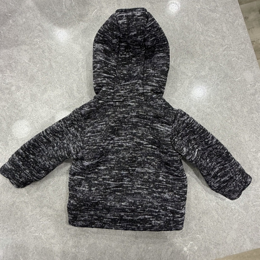 CARTER'S Baby Boy Hooded Sweater Jacket 3M Gray Black Red Plaid Toggle Buttons - Picture 8 of 9